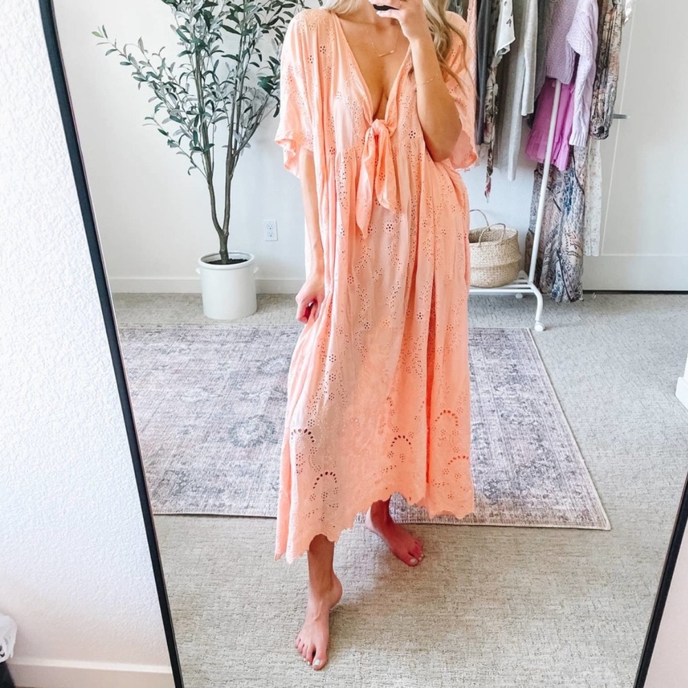 NWT Young Fabulous & Broke Eyelet Coral Cover Up Dress Size:Small NWT